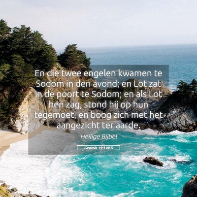 Picture 05 - Genesis 19:1 NLD - En die twee engelen kwamen te Sodom in den avond; - Bible Verse Picture