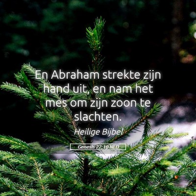 Picture 05 - Genesis 22:10 NLD - En Abraham strekte zijn hand uit, en nam het mes - Bible Verse Picture