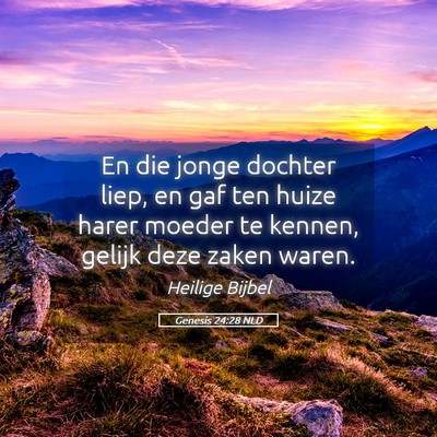 Picture 05 - Genesis 24:28 NLD - En die jonge dochter liep, en gaf ten huize harer - Bible Verse Picture
