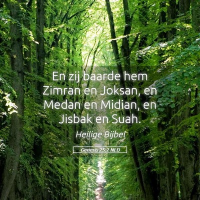 Picture 05 - Genesis 25:2 NLD - En zij baarde hem Zimran en Joksan, en Medan en - Bible Verse Picture