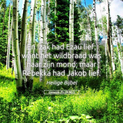 Picture 05 - Genesis 25:28 NLD - En Izak had Ezau lief; want het wildbraad was - Bible Verse Picture
