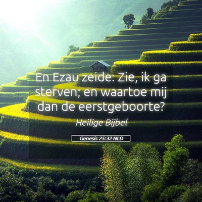 Picture 05 - Genesis 25:32 NLD - En Ezau zeide: Zie, ik ga sterven; en waartoe mij - Bible Verse Picture