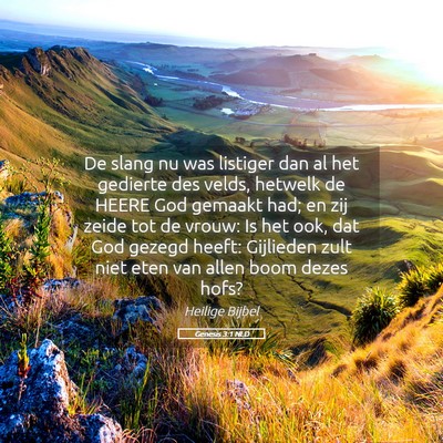 Picture 05 - Genesis 3:1 NLD - De slang nu was listiger dan al het gedierte des - Bible Verse Picture