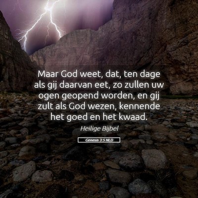 Picture 05 - Genesis 3:5 NLD - Maar God weet, dat, ten dage als gij daarvan eet, - Bible Verse Picture
