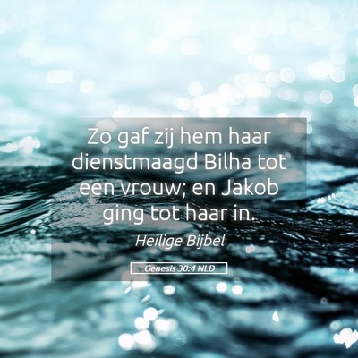 Picture 05 - Genesis 30:4 NLD - Zo gaf zij hem haar dienstmaagd Bilha tot een - Bible Verse Picture