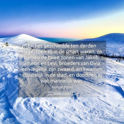 Picture 05 - Genesis 34:25 NLD - En het geschiedde ten derden dage, toen zij in de - Bible Verse Picture
