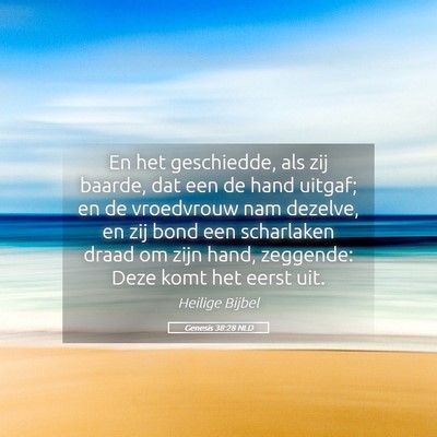 Picture 05 - Genesis 38:28 NLD - En het geschiedde, als zij baarde, dat een de - Bible Verse Picture
