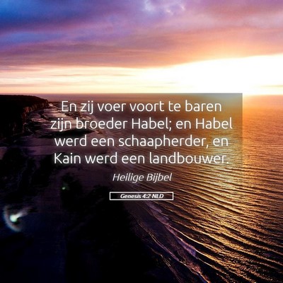 Picture 05 - Genesis 4:2 NLD - En zij voer voort te baren zijn broeder Habel; en - Bible Verse Picture