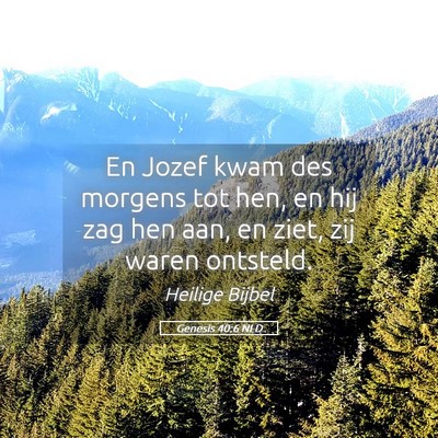 Picture 05 - Genesis 40:6 NLD - En Jozef kwam des morgens tot hen, en hij zag hen - Bible Verse Picture
