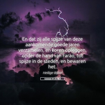 Picture 05 - Genesis 41:35 NLD - En dat zij alle spijze van deze aankomende goede - Bible Verse Picture