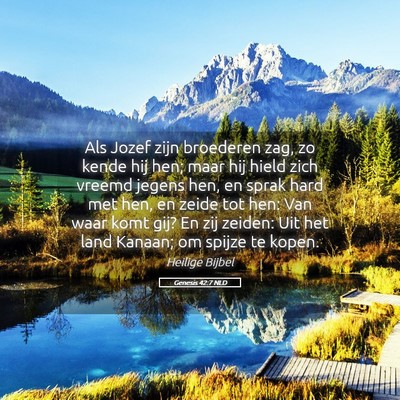 Picture 05 - Genesis 42:7 NLD - Als Jozef zijn broederen zag, zo kende hij hen; - Bible Verse Picture
