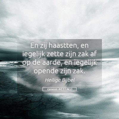 Picture 05 - Genesis 44:11 NLD - En zij haastten, en iegelijk zette zijn zak af op - Bible Verse Picture