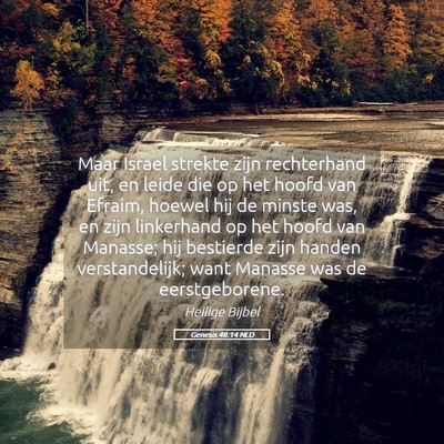 Picture 05 - Genesis 48:14 NLD - Maar Israel strekte zijn rechterhand uit, en - Bible Verse Picture