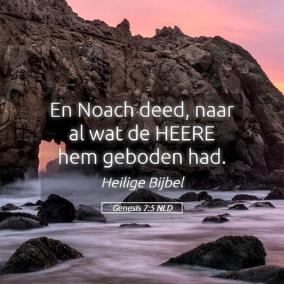 Picture 05 - Genesis 7:5 NLD - En Noach deed, naar al wat de HEERE hem geboden - Bible Verse Picture