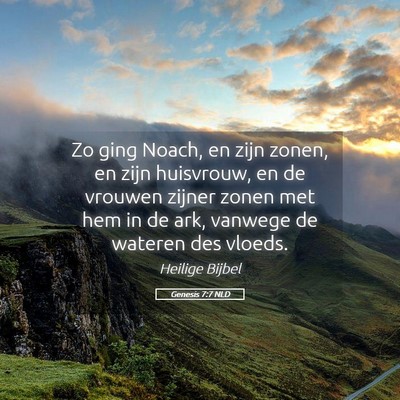 Picture 05 - Genesis 7:7 NLD - Zo ging Noach, en zijn zonen, en zijn huisvrouw, - Bible Verse Picture