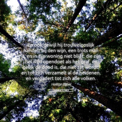 Picture 05 - Habakuk 2:5 NLD - En ook dewijl hij trouwelooslijk handelt bij den - Bible Verse Picture