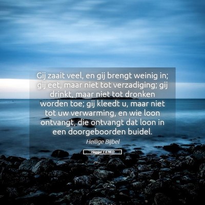 Picture 05 - Haggaï 1:6 NLD - Gij zaait veel, en gij brengt weinig in; gij eet, - Bible Verse Picture