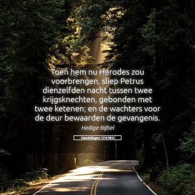 Picture 05 - Handelingen 12:6 NLD - Toen hem nu Herodes zou voorbrengen, sliep Petrus - Bible Verse Picture