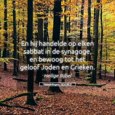 Picture 05 - Handelingen 18:4 NLD - En hij handelde op elken sabbat in de synagoge, - Bible Verse Picture