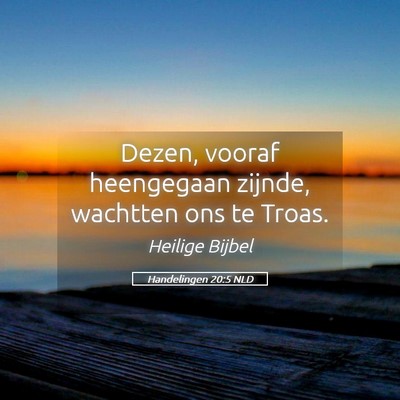 Picture 05 - Handelingen 20:5 NLD - Dezen, vooraf heengegaan zijnde, wachtten ons te - Bible Verse Picture