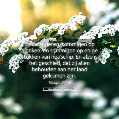 Picture 05 - Handelingen 27:44 NLD - En de anderen, sommigen op planken, en sommigen - Bible Verse Picture
