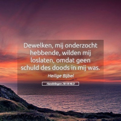 Picture 05 - Handelingen 28:18 NLD - Dewelken, mij onderzocht hebbende, wilden mij - Bible Verse Picture