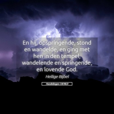 Picture 05 - Handelingen 3:8 NLD - En hij, opspringende, stond en wandelde, en ging - Bible Verse Picture