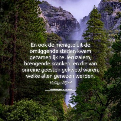 Picture 05 - Handelingen 5:16 NLD - En ook de menigte uit de omliggende steden kwam - Bible Verse Picture