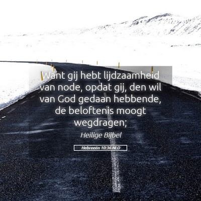 Picture 05 - Hebreeën 10:36 NLD - Want gij hebt lijdzaamheid van node, opdat gij, - Bible Verse Picture