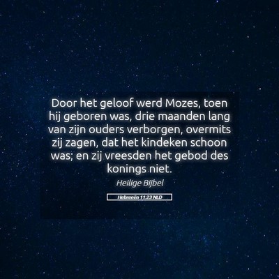 Picture 05 - Hebreeën 11:23 NLD - Door het geloof werd Mozes, toen hij geboren was, - Bible Verse Picture
