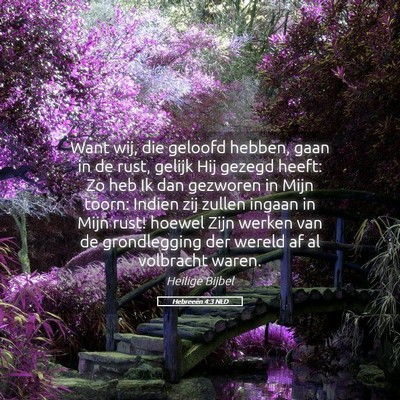 Picture 05 - Hebreeën 4:3 NLD - Want wij, die geloofd hebben, gaan in de rust, - Bible Verse Picture