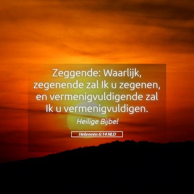Picture 05 - Hebreeën 6:14 NLD - Zeggende: Waarlijk, zegenende zal Ik u zegenen, - Bible Verse Picture