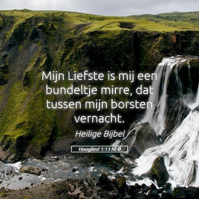 Picture 05 - Hooglied 1:13 NLD - Mijn Liefste is mij een bundeltje mirre, dat - Bible Verse Picture