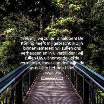 Picture 05 - Hooglied 1:4 NLD - Trek mij, wij zullen U nalopen! De Koning heeft - Bible Verse Picture