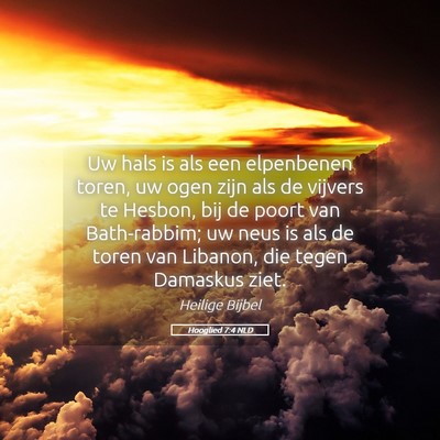 Picture 05 - Hooglied 7:4 NLD - Uw hals is als een elpenbenen toren, uw ogen zijn - Bible Verse Picture
