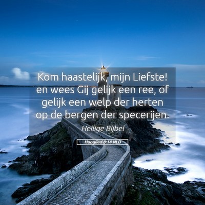 Picture 05 - Hooglied 8:14 NLD - Kom haastelijk, mijn Liefste! en wees Gij gelijk - Bible Verse Picture