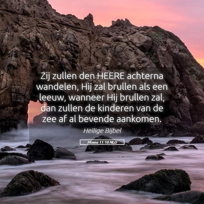 Picture 05 - Hosea 11:10 NLD - Zij zullen den HEERE achterna wandelen, Hij zal - Bible Verse Picture