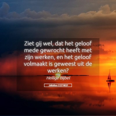 Picture 05 - Jakobus 2:22 NLD - Ziet gij wel, dat het geloof mede gewrocht heeft - Bible Verse Picture