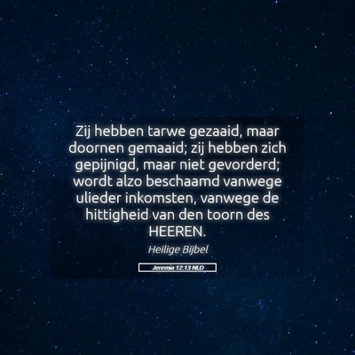 Picture 05 - Jeremia 12:13 NLD - Zij hebben tarwe gezaaid, maar doornen gemaaid; - Bible Verse Picture