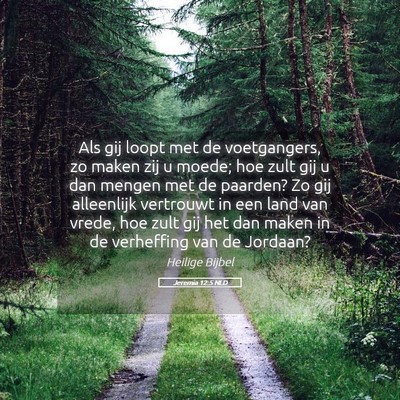 Picture 05 - Jeremia 12:5 NLD - Als gij loopt met de voetgangers, zo maken zij u - Bible Verse Picture