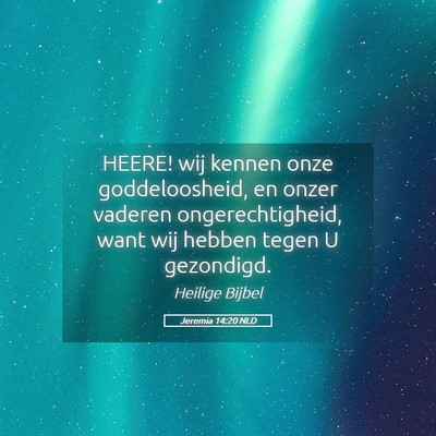 Picture 05 - Jeremia 14:20 NLD - HEERE! wij kennen onze goddeloosheid, en onzer - Bible Verse Picture