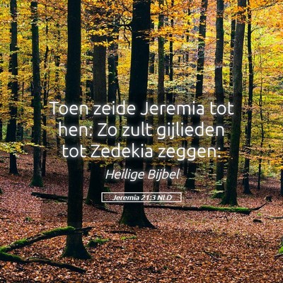 Picture 05 - Jeremia 21:3 NLD - Toen zeide Jeremia tot hen: Zo zult gijlieden tot - Bible Verse Picture