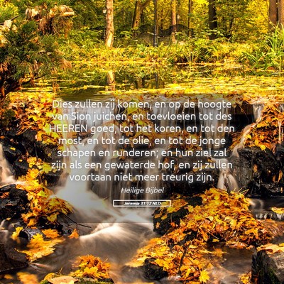 Picture 05 - Jeremia 31:12 NLD - Dies zullen zij komen, en op de hoogte van Sion - Bible Verse Picture