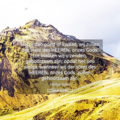 Picture 05 - Jeremia 42:6 NLD - Hetzij dan goed of kwaad, wij zullen der stem des - Bible Verse Picture
