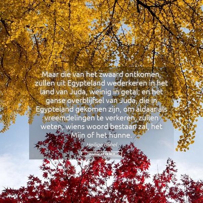 Picture 05 - Jeremia 44:28 NLD - Maar die van het zwaard ontkomen, zullen uit - Bible Verse Picture