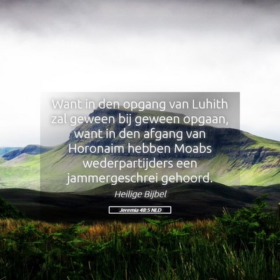 Picture 05 - Jeremia 48:5 NLD - Want in den opgang van Luhith zal geween bij - Bible Verse Picture