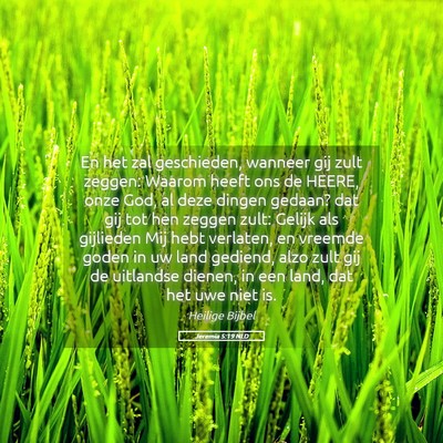Picture 05 - Jeremia 5:19 NLD - En het zal geschieden, wanneer gij zult zeggen: - Bible Verse Picture