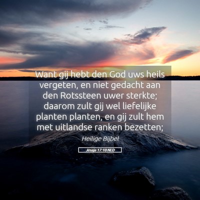 Picture 05 - Jesaja 17:10 NLD - Want gij hebt den God uws heils vergeten, en niet - Bible Verse Picture