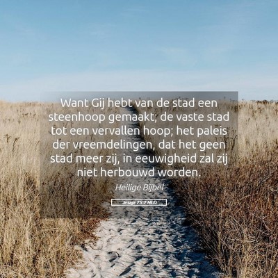 Picture 05 - Jesaja 25:2 NLD - Want Gij hebt van de stad een steenhoop gemaakt; - Bible Verse Picture