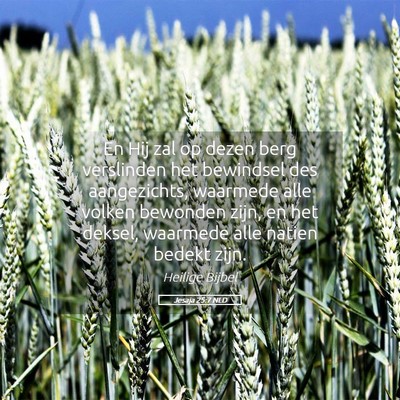 Picture 05 - Jesaja 25:7 NLD - En Hij zal op dezen berg verslinden het bewindsel - Bible Verse Picture